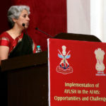 The Secretary (DHR) and DG, ICMR, Dr. Soumya Swaminathan addressing the delegates at the seminar on implementation of AYUSH in the AFMS, in New Delhi on September 26, 2017.